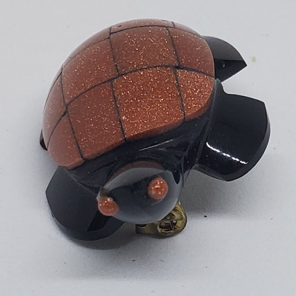 Goldstone Turtle Brooch  - Picture 1 of 4